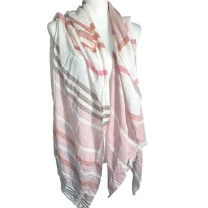 ZIGHILLI Womens One Size Made In Italy Scarf Pink Striped Lightweight Wrap Shawl
